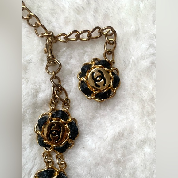 Chanel gold plated CC gold medallions with woven lamb leather chain belt - Picture 7 of 12